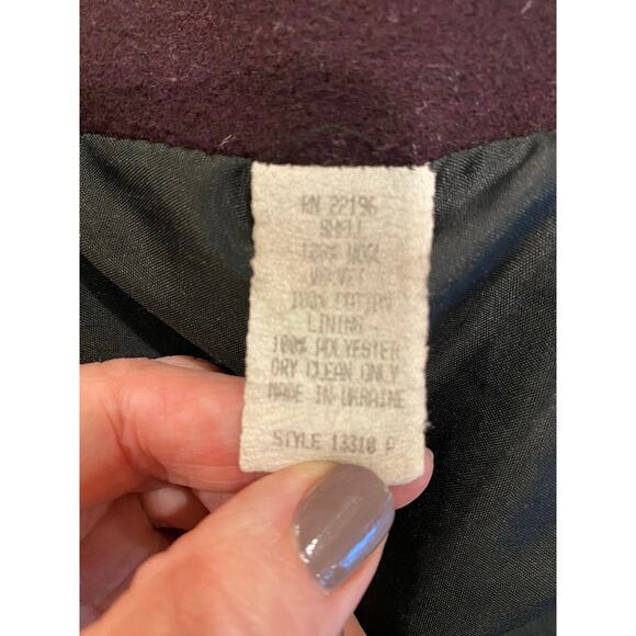 Herman Kay Women's Wool Blend Coat 8P Hooded Button Front Plum Purple - Picture 4 of 10